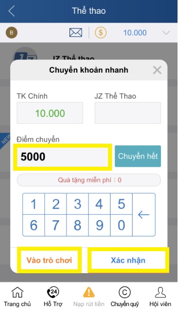 Điền vào số điểm muốn chuyển - fill-it.io